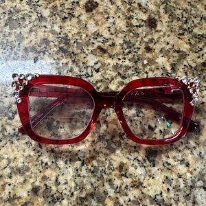 Chic Red Rhinestone Glasses
